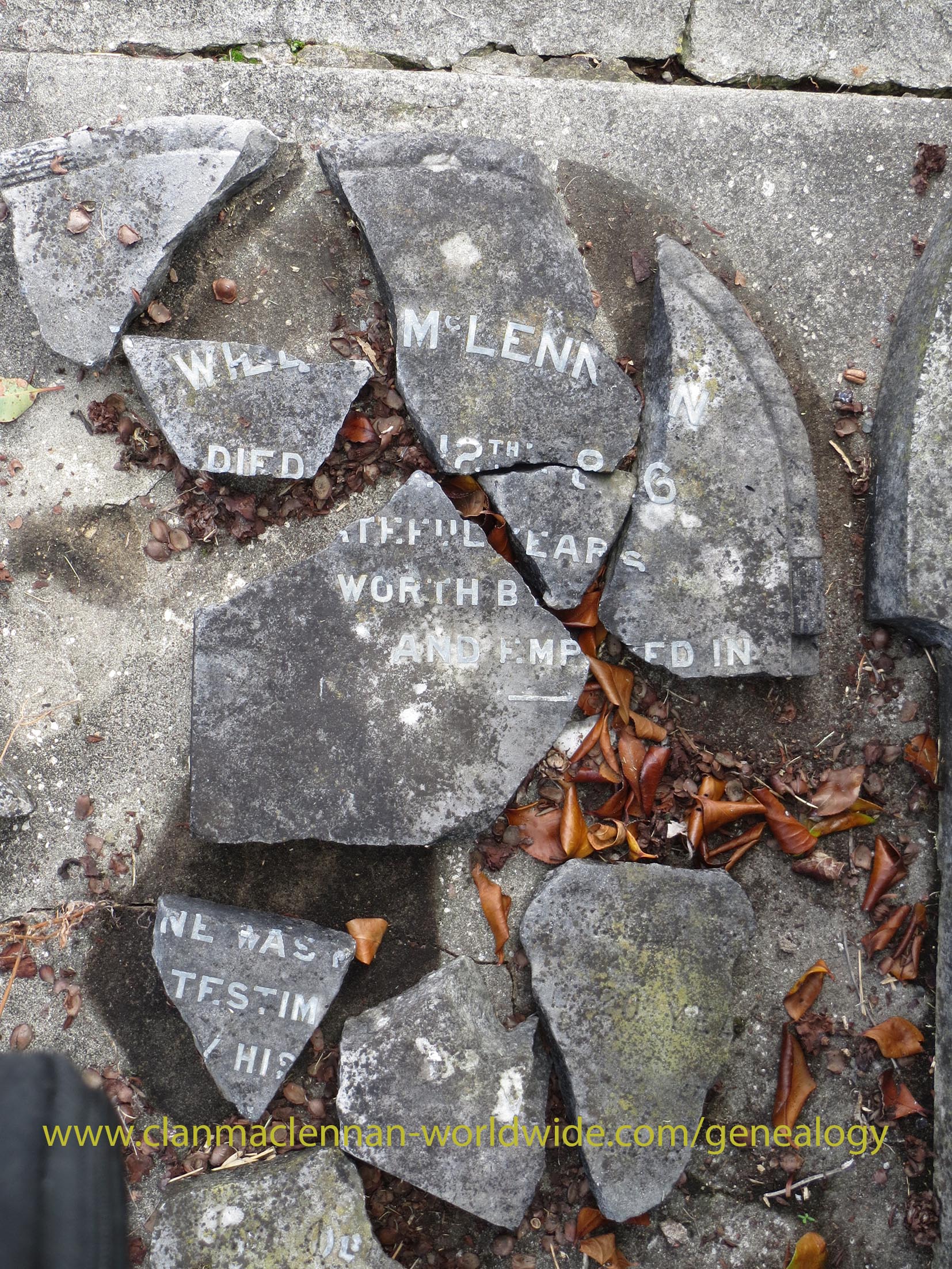 Photo of headstones/William McLennan d1886 hdstn Papakura